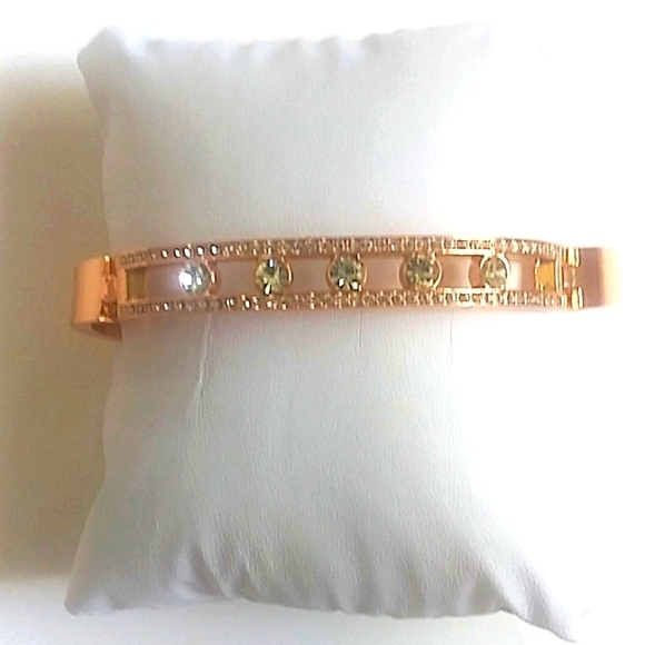 Geoffrey Bean Gold Bangle Bracelet with Rhinestone - Picture 5 of 8